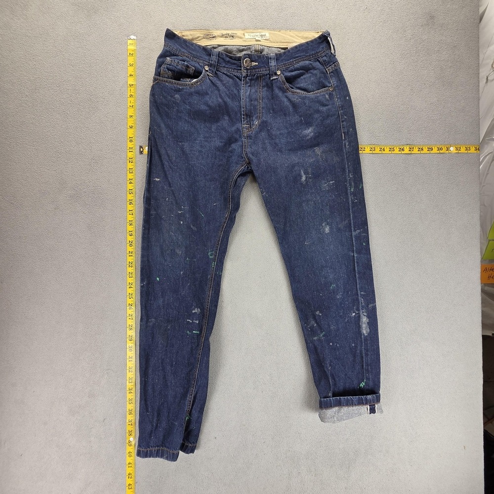 Selvedge Jeans Mens Blue Thursday Island Paint‎ Splatter Zip Fly Fits 32x29